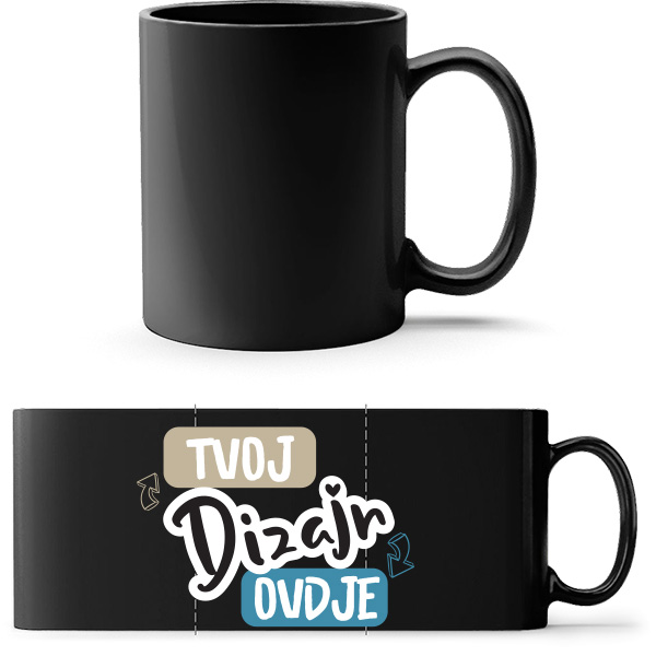 Crna Šalica s tiskom po želji - natpisom, foto na puppynator.hr