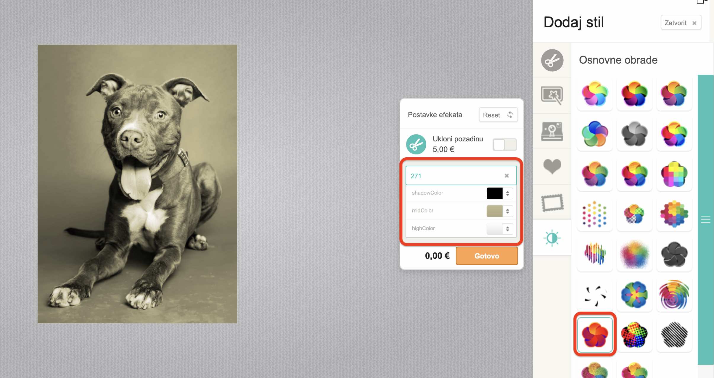 Kako primijeniti foto efekte u Kreatoru