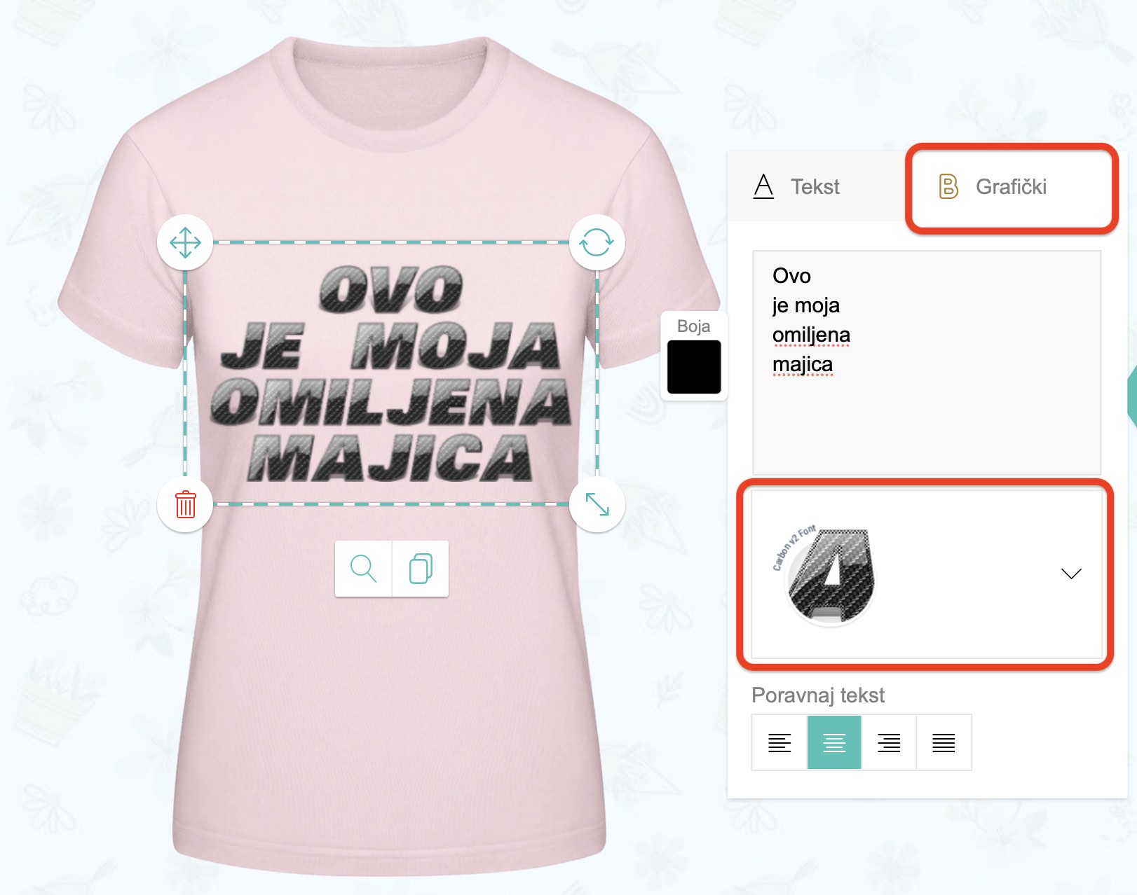 Odaberi neki od naših grafičkih fontova za majicu width=