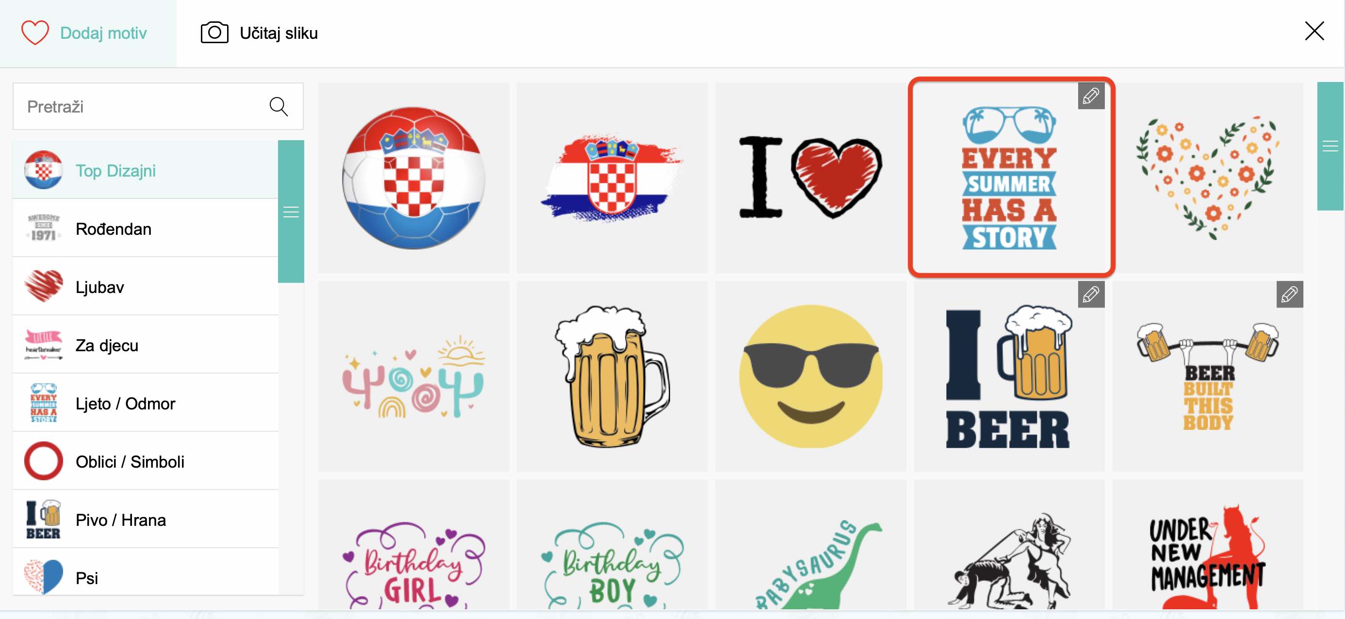 Kako dodati i urediti motiv ili dizajn na majici?