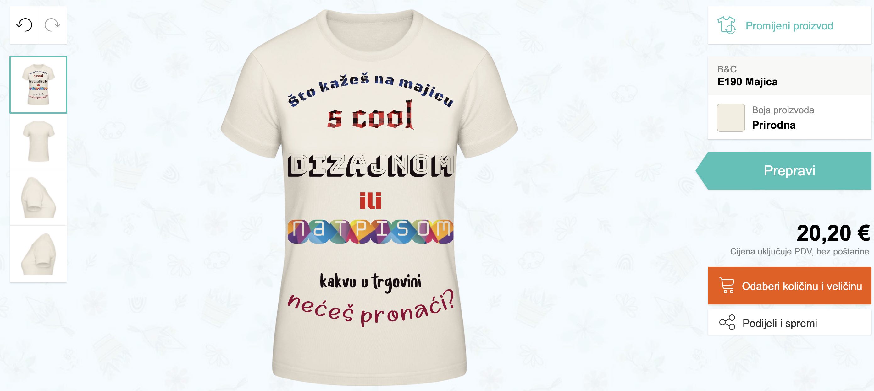 Različiti fontovi i grafički fontovi, te uređivanje teksta za majicu